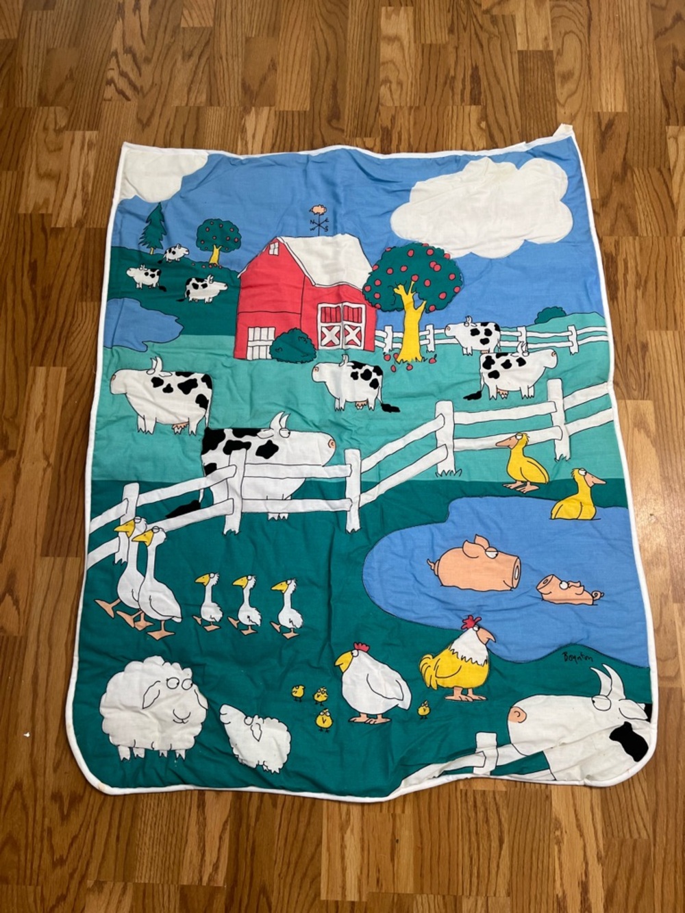 Boynton for Babies Quilted Farm Scene Wall Hanging 1990s Sandra Boynton Quilt